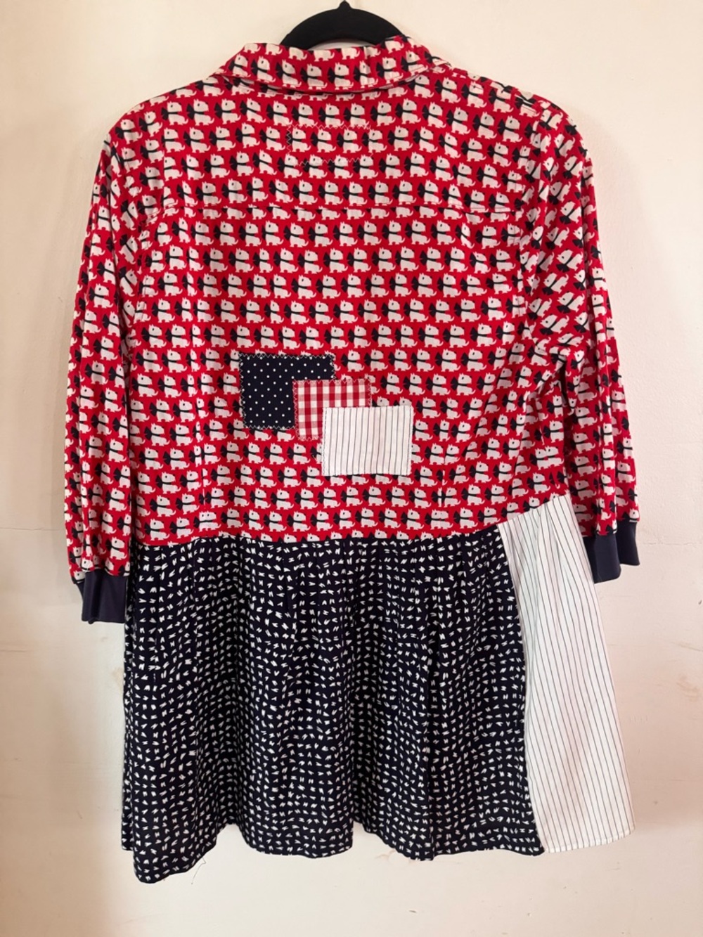 Shari B. Green Scotty Dog Blouse L Novelty Quirky 4th of July- see measurements